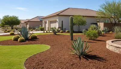 Fresh mulch installation with clean edging and rich coverage by Chop Chop Landscaping in Phoenix, AZ